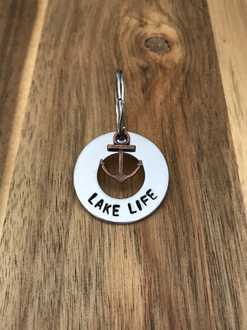 Lake life anchor keychain