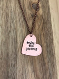 Enjoy The Journey Necklace Jewelry Copper Heart Graduation Gift Hand Stamped Custom Inspirational Quote