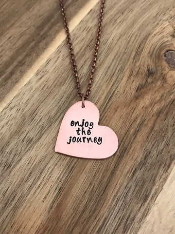 Enjoy the journey necklace jewelry copper heart