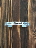 Blessed Silver Cuff Bracelet Jewelry Christian Gift Cursive Script Daily Reminder Vine Hand Stamped