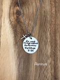 Do Not Worry About Tomorrow Necklace Matthew 6:34 Jewelry Cross Copper Bible Verse Christian Gift Scripture God Hand Stamped Cursive
