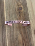 Thankful Grateful Blessed Handstamped Cursive Copper Cuff Bracelet