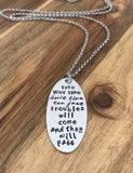 Lynyrd Skynyrd Necklace Jewelry Gift Simple Man Song Lyrics Hand Stamped Oval Rock Music Mixed Font