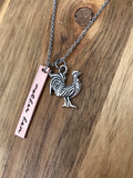 Chicken Necklace Jewelry Gift Mother Hen Chicken Mom Rooster Crazy Chicken Lady Custom Hand Stamped