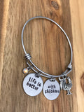 Chicken Bracelet Jewelry Gift Life Is Better With Chickens Hand Stamped Rooster Hen Crazy Chicken Lady Mother Hen Chicken Mom