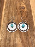 Hammered mixed metal turquoise layered circle earrings