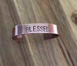 Blessed Cross Handstamped Copper Cuff Bracelet