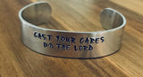 Psalm 55:22 Cast Your Cares On The Lord Handstamped Cuff Bracelet