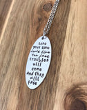 Lynyrd Skynyrd Necklace Jewelry Gift Simple Man Song Lyrics Hand Stamped Oval Rock Music Mixed Font