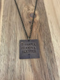 Thankful Grateful Blessed Handstamped Vintaj Natural Brass Necklace