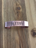 Blessed Cross Handstamped Copper Cuff Bracelet