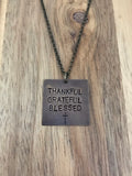 Thankful grateful blessed square necklace jewelry