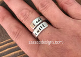 Custom Hand Stamped Aluminum Wrap Ring 1/4''